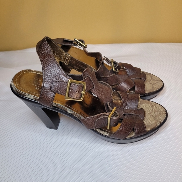 Coach Signature Print Jaime Platform Heels sz 10 - Picture 12 of 12